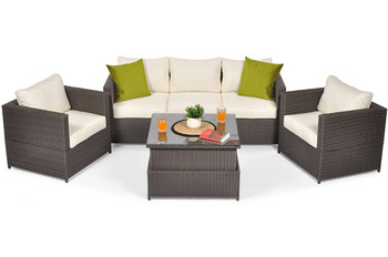 Zestaw 5-osobowy wypoczynkowy MALAGA COMFORT MAX - brązowy