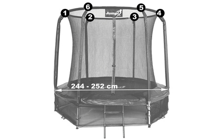 Siatka wewnętrzna do trampoliny 8FT (244 cm) - 6 słupków JUMPI