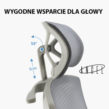 Ergonomiczny Fotel Biurowy ANGEL Spino Obrotowy Czarny