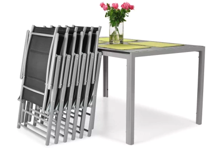 Krzesło ogrodowe składane aluminiowe MODENA - Czarno srebrne