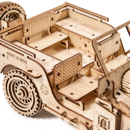 Samochód Wojskowy Jeep - Drewniane Puzzle Model 3D