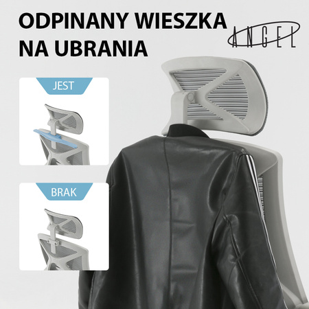 Ergonomiczny Fotel Biurowy ANGEL Spino Obrotowy - Szary