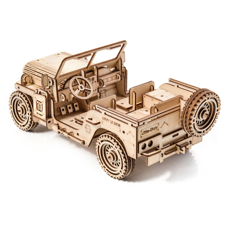 Samochód Wojskowy Jeep - Drewniane Puzzle Model 3D