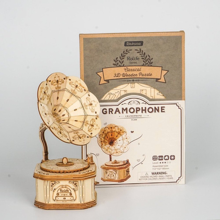 ROBOTIME Drewniane Puzzle 3D - Gramofon