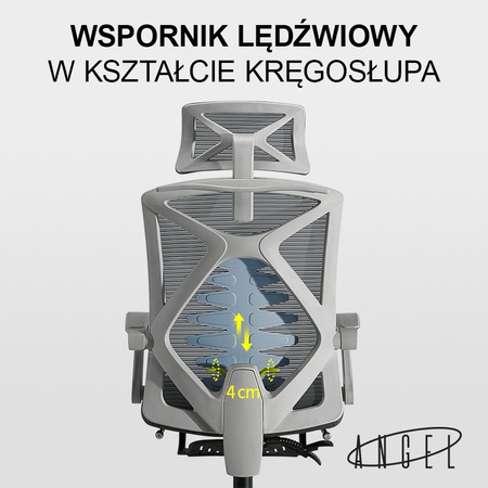 Ergonomiczny Fotel Biurowy ANGEL Spino Obrotowy - Szary