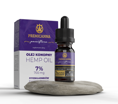 Certyfikowany Olej CBD 7% Premicanna z Melatoniną, Passiflorą i Melisą na sen