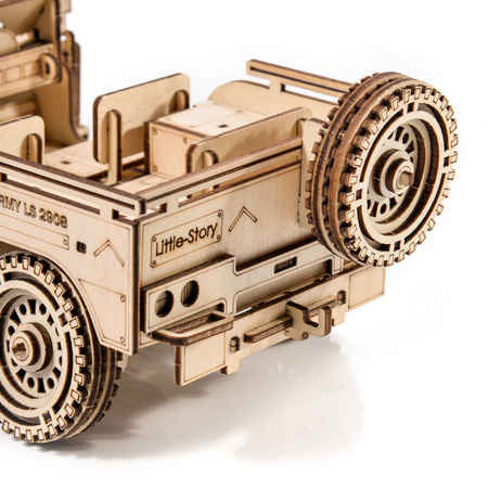 Samochód Wojskowy Jeep - Drewniane Puzzle Model 3D