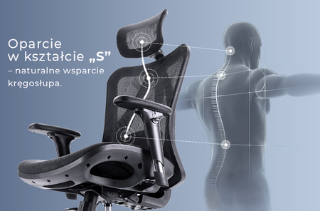 Fotel ergonomiczny ANGEL biurowy obrotowy kalistO szary