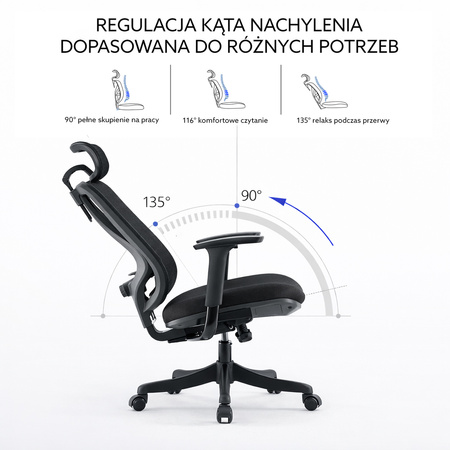 Ergonomiczny Fotel Biurowy ANGEL Europa 2.0 Obrotowy – Czarny
