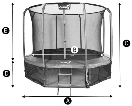 Trampolina Ogrodowa Jumpi 374cm/12FT Maxy Comfort -  Czarna