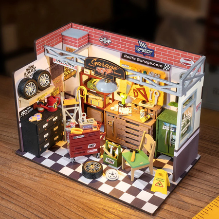 Warsztat Samochodowy - Składany Drewniane Puzzle 3D ROBOTIME