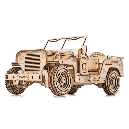 Samochód Wojskowy Jeep - Drewniane Puzzle Model 3D