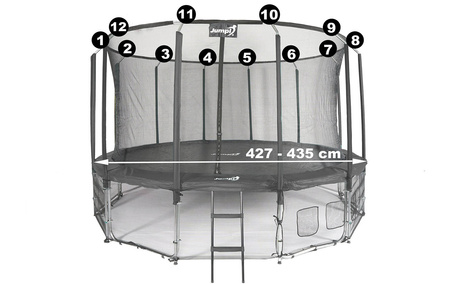 Siatka wewnętrzna do trampoliny z ringiem 14FT (435 cm) - 12 słupków JUMPI