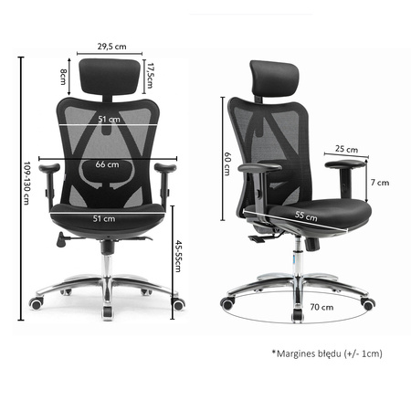 Ergonomiczny Fotel Biurowy ANGEL Europa Plus z Podnóżkiem – Czarny