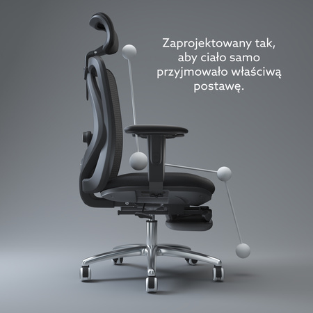 Ergonomiczny Fotel Biurowy ANGEL Europa Plus z Podnóżkiem – Czarny