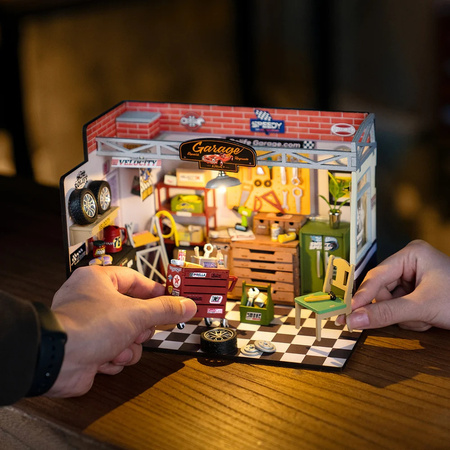 Warsztat Samochodowy - Składany Drewniane Puzzle 3D ROBOTIME