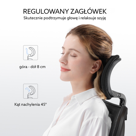 Ergonomiczny Fotel Biurowy ANGEL Europa Plus z Podnóżkiem – Czarny