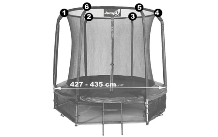 Siatka wewnętrzna do trampoliny z ringiem 14FT (435 cm) - 6 słupków JUMPI