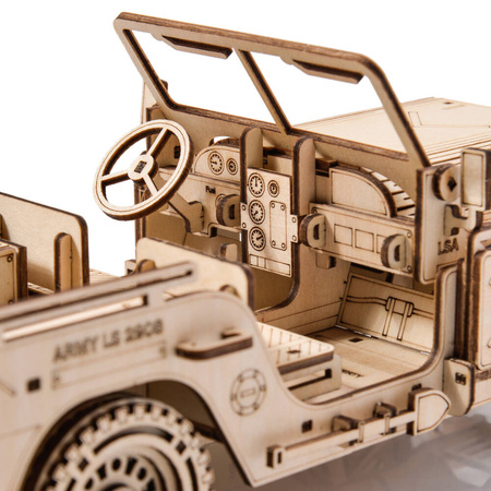 Samochód Wojskowy Jeep - Drewniane Puzzle Model 3D