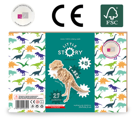 T-Rex - Drewniane Puzzle 3D Little Story  