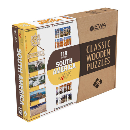 EWA Drewniane Dwustronne Puzzle – Ameryka Południowa