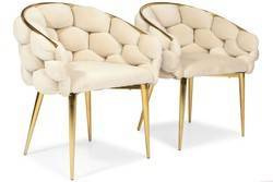 Dwa krzesła welurowe BALLOON glamour - beżowe