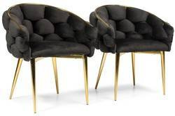 Ekskluzywne krzesło tapicerowane glamour BALLOON - 2 szt. - czarne